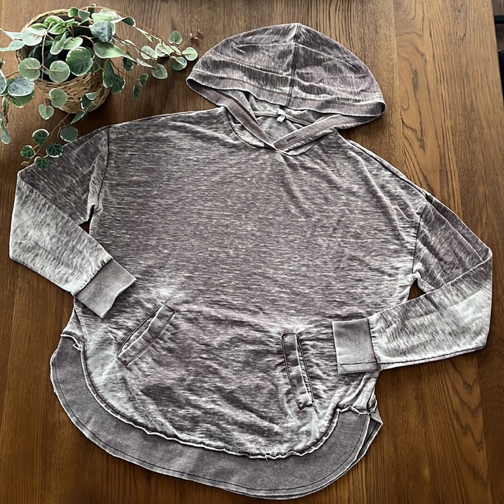 Z Supply The Dakota Distressed Pullover French Terry Sweatshirt in Raisin